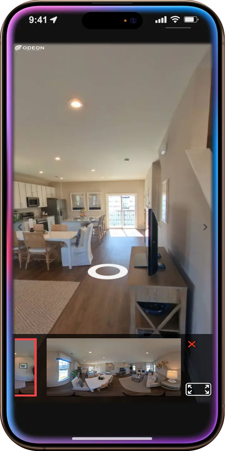 Screenshot of Odeon's project presentation mode on an Iphone.